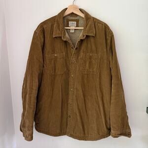 LL Bean Heritage Sherpa Lined Corduroy Shirt Jacket Large